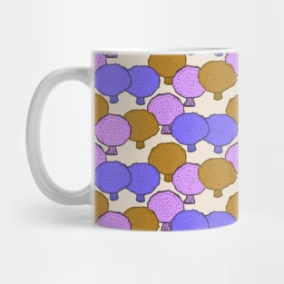 Puff balls Mushroom Surface pattern in golden brown, purple and pink Mug